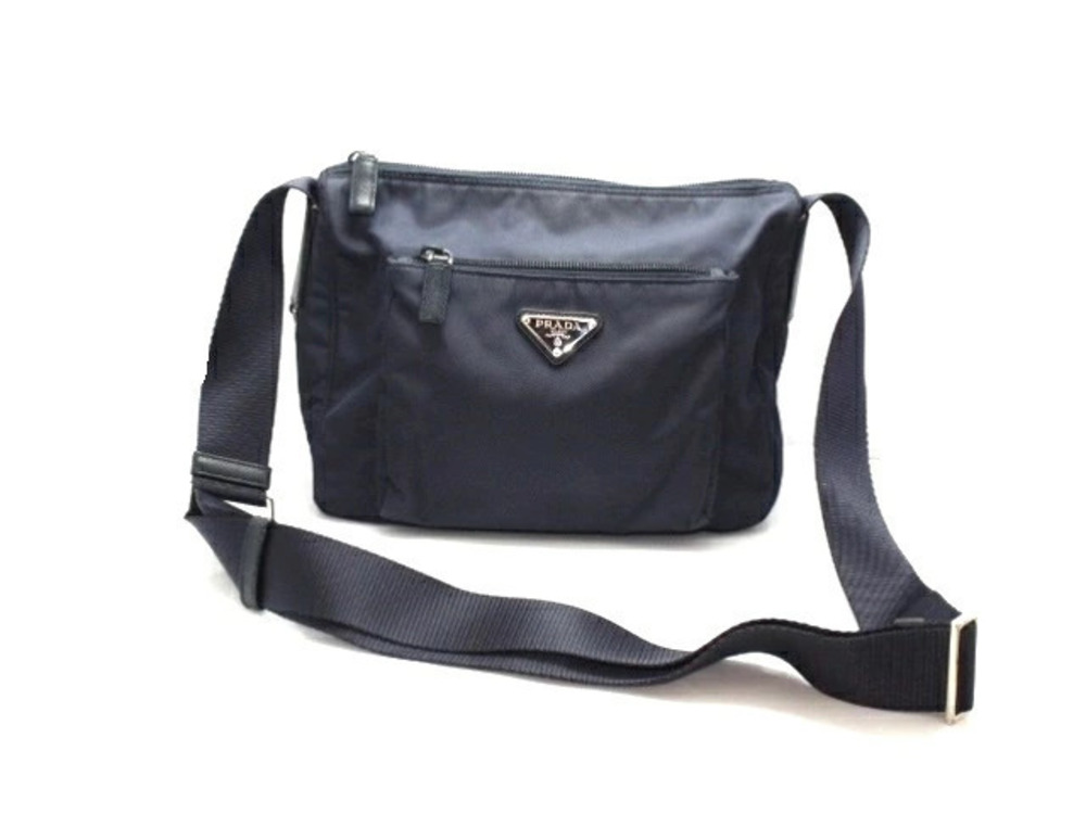 Prada Hobo Bag Calfskin Navy Blue